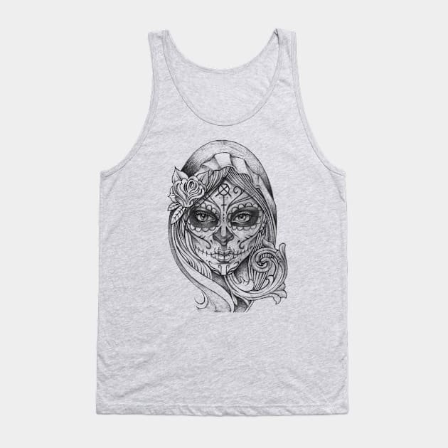 Sugar Skull Girl Day of the Dead Tank Top by dnlribeiro88